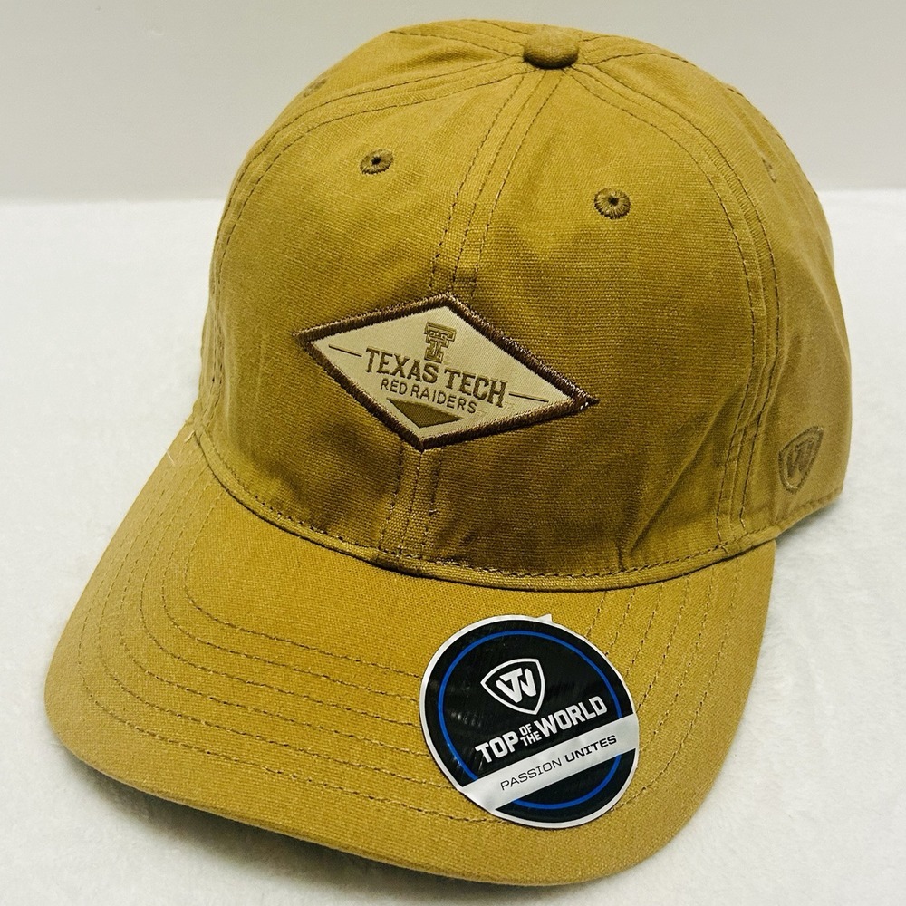 Top of the World Texas Tech Red Raiders Twill Hat Cap Adjustable Strap Brown‎